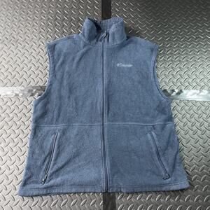 Columbia Fleece Vest Mens XLT Blue Full Zip Tall Pockets Outdoor Layering Soft